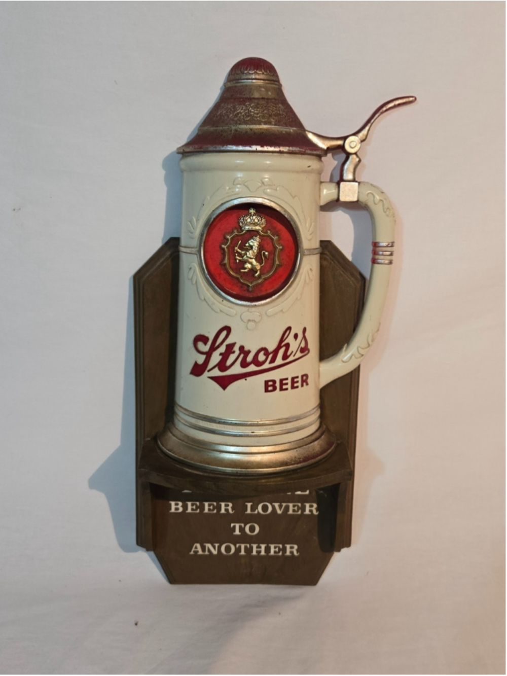 Vtg Strohs Beer Stein Lighted Backbar Sign Price Bros 7273-B 1970s WORKS 18"x8"